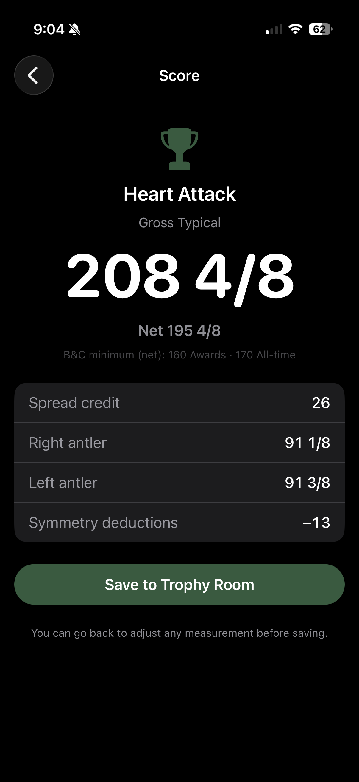 Score summary screen